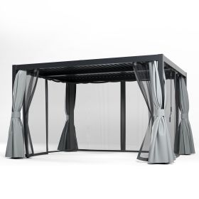 Pergola Modern Style with Adjustable Louvers for Outdoor Roof, Garden, Easy Assembly, Durable, Charcoal (size: 10' x 12')