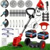 Cordless Electric Weed Wacker Portable Grass Trimmer with 3 Blade Types and 2 High Capacity Batteries Powerful Lawn Mower for Garden Yard Lawn Mainten