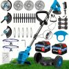 Cordless Electric Weed Wacker Portable Grass Trimmer with 3 Blade Types and 2 High Capacity Batteries Powerful Lawn Mower for Garden Yard Lawn Mainten