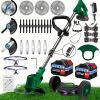 Cordless Electric Weed Wacker Portable Grass Trimmer with 3 Blade Types and 2 High Capacity Batteries Powerful Lawn Mower for Garden Yard Lawn Mainten