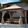 Patio Gazebo Outdoor Heavy Duty Party Tent Shelter With Double Roofs, Mosquito Nettings And Privacy Screens For Backyard, Garden, Lawn