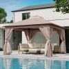 Patio Gazebo Outdoor Heavy Duty Party Tent Shelter With Double Roofs, Mosquito Nettings And Privacy Screens For Backyard, Garden, Lawn