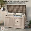 230 Gallon Outdoor Storage Box, Waterproof Resin Deck Container with Lockable Lid, Patio Organizer for Cushions & Garden Tools