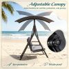 Adjustable Canopy Patio Swing Chair with Removable Cushion And Metal Stand Outdoor Swinging Seating for Backyard Garden