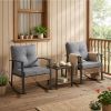 Yellow Pattern Rattan 3-Piece Set with 2 rocking chairs and 1 matching coffee table, delicate hand-woven rattan, comfortable structure