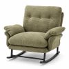 Papasan Rocking Chair, All-Weather Rocking Chair with Thickened Cushion, Comfy Patio Reading Lounge for Garden, Porch, Living Room & Bedroom - green