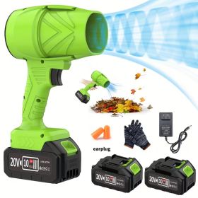 High Power Cordless Leaf Blower 20000RPM Turbo Jet Air Blower 20V Battery Operated Handheld Dust Snow Remover for Yard Lawn Driveway Home Outdoor Birt (Color: Green)