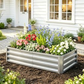 4inch X 2inch X 1inch Galvanized Raised Garden Bed For Patio Herb Gardening, Sturdy Metal Planter Box (Option: 76170389)
