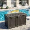 230 Gallon Outdoor Storage Box, Waterproof Resin Deck Container with Lockable Lid, Patio Organizer for Cushions & Garden Tools