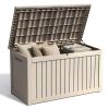 230 Gallon Outdoor Storage Box, Waterproof Resin Deck Container with Lockable Lid, Patio Organizer for Cushions & Garden Tools