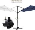 10x10ft Cantilever Patio Umbrella W Base Included  360 Rotation Large Offset Hanging Outdoor Shade For Deck Pool   W Stand