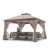 Patio Gazebo Outdoor Heavy Duty Party Tent Shelter With Double Roofs, Mosquito Nettings And Privacy Screens For Backyard, Garden, Lawn