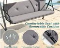 Adjustable Canopy Patio Swing Chair with Removable Cushion And Metal Stand Outdoor Swinging Seating for Backyard Garden