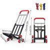 Heavy Duty Folding Stair Climbing Cart with Adjustable Handle, Portable Collapsible Utility Wagon for Shopping, Grocery, Moving & Travel