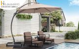 Cantilever Patio Umbrella 11ft Offset Cantilever Patio Umbrella With Base Included Large Round Aluminum Outdoor Umbrella 360 Rotation Infinite Tilt