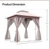 Patio Gazebo Outdoor Heavy Duty Party Tent Shelter With Double Roofs, Mosquito Nettings And Privacy Screens For Backyard, Garden, Lawn