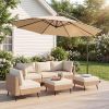 10ft Umbrella Hanging Offset Market Outdoor Sun Shade For Deck Poolside W Lights Easy Tilt Cross Base