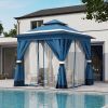 Patio Gazebo Outdoor Heavy Duty Party Tent Shelter With Double Roofs, Mosquito Nettings And Privacy Screens For Backyard, Garden, Lawn