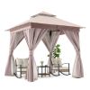 Patio Gazebo Outdoor Heavy Duty Party Tent Shelter With Double Roofs, Mosquito Nettings And Privacy Screens For Backyard, Garden, Lawn