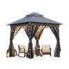 Patio Gazebo Outdoor Heavy Duty Party Tent Shelter With Double Roofs, Mosquito Nettings And Privacy Screens For Backyard, Garden, Lawn