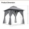 Patio Gazebo Outdoor Heavy Duty Party Tent Shelter With Double Roofs, Mosquito Nettings And Privacy Screens For Backyard, Garden, Lawn