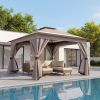 Patio Gazebo Outdoor Heavy Duty Party Tent Shelter With Double Roofs, Mosquito Nettings And Privacy Screens For Backyard, Garden, Lawn
