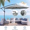 10ft Umbrella Hanging Offset Market Outdoor Sun Shade For Deck Poolside W Lights Easy Tilt Cross Base