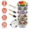 7-Tier Vertical Stackable Planter Tower with Casters, Space-Saving Stack-Up Garden Pots with Complete Tool Kit for Balcony, Deck