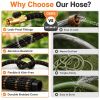50FT/100FT Flexible Garden Hose with 10 Pattern Spray Nozzle, Kink Free Lightweight Water Hose with Leakproof Durable Design for Lawn, Garden