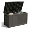 230 Gallon Outdoor Storage Box, Waterproof Resin Deck Container with Lockable Lid, Patio Organizer for Cushions & Garden Tools