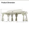 Patio Gazebo Outdoor Heavy Duty Party Tent Shelter With Double Roofs, Mosquito Nettings And Privacy Screens For Backyard, Garden, Lawn