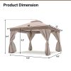 Patio Gazebo Outdoor Heavy Duty Party Tent Shelter With Double Roofs, Mosquito Nettings And Privacy Screens For Backyard, Garden, Lawn