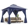 Patio Gazebo Outdoor Heavy Duty Party Tent Shelter With Double Roofs, Mosquito Nettings And Privacy Screens For Backyard, Garden, Lawn