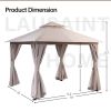 Patio Gazebo Outdoor Heavy Duty Party Tent Shelter With Double Roofs, Mosquito Nettings And Privacy Screens For Backyard, Garden, Lawn