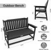 HDPE Outdoor Bench, Weather-Resistant Patio & Porch Bench With Aluminum-Reinforced Frame, 560 Lbs Weight Capacity