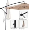 10ft Umbrella Hanging Offset Market Outdoor Sun Shade For Deck Poolside W Lights Easy Tilt Cross Base