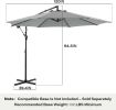 10ft Umbrella Hanging Offset Market Outdoor Sun Shade For Deck Poolside W Lights Easy Tilt Cross Base