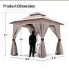Patio Gazebo Outdoor Heavy Duty Party Tent Shelter With Double Roofs, Mosquito Nettings And Privacy Screens For Backyard, Garden, Lawn