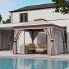 Patio Gazebo Outdoor Heavy Duty Party Tent Shelter With Double Roofs, Mosquito Nettings And Privacy Screens For Backyard, Garden, Lawn