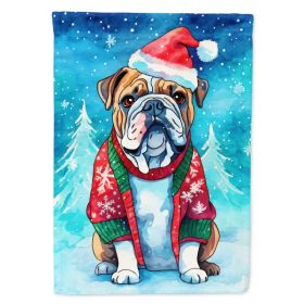 English Bulldog Christmas House Flag Large Porch Sleeve Pole Decorative Outside Yard Banner Artwork Wall Hanging, Polyester, House Size, Multicolor (Option: Default)